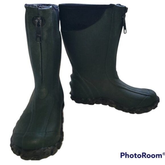 Ranger Pike Boots Neoprene Rain Zip Up Waterproof Puddle Jumpers Green Kids 12 Y - Picture 1 of 9